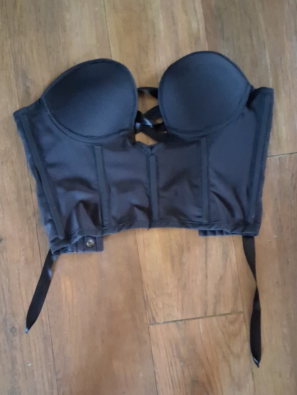 Black Longline Strapless Bustier Bra - Women Intimates